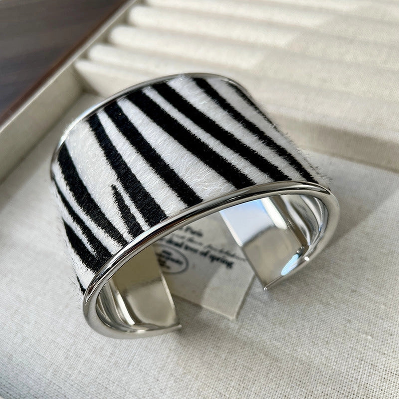 Zebra Print Open Cuff Bracelet