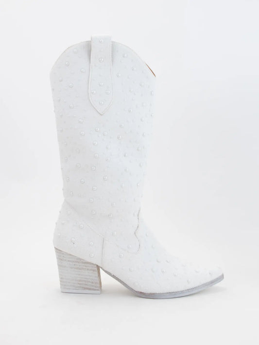 Dazzling Rhinestone Jeweled Mid-Calf Glam Western Boots