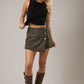 Leopard Print Denim Wrap Skort