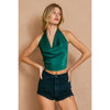Moonlit Satin Halter Neck Open Back Top