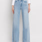 Super High Rise Clean Cut Raw Hem Wide Leg Jeans