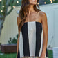Woven Cotton Striped Tube Neck Strapless Top