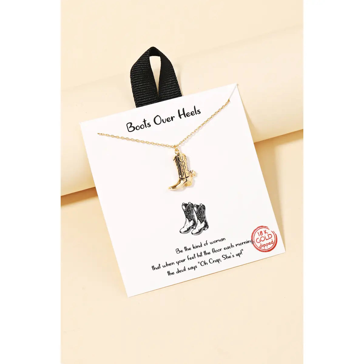 Gold Dipped Western Cowboy Boots Pendant Necklace