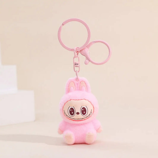 Labubu Flocking Keychain Labubu Pendant School Gift
