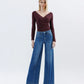 High Rise Trouser Hem Extreme Wide Leg Jeans