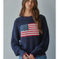 Knit Sweater Crew American Flag Pullover