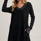 V-Neck Waffle Knit Mini Dress