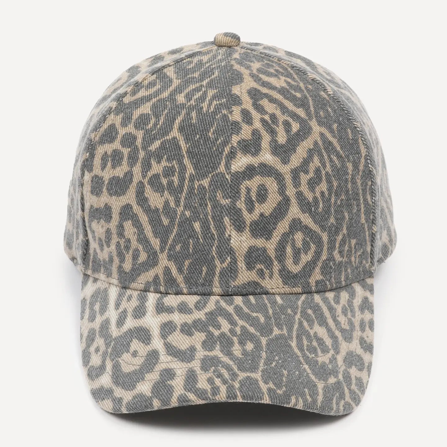 Washed Leopard Print Baseball Cap