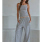 Knit Cotton Spandex Striped Pants