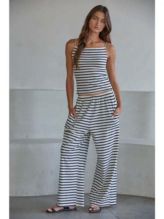 Knit Cotton Spandex Striped Pants