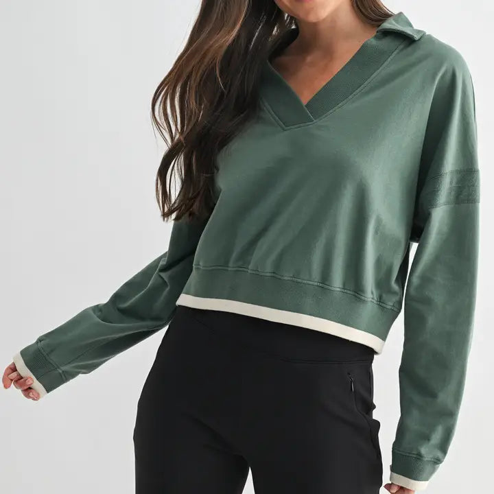 Varsity Line Fleece Pullover Sweater
