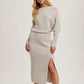 One Shoulder Off Side Slit Midi Knit Sweater Dress