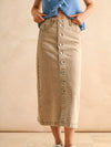 Button Front Washed Skirt