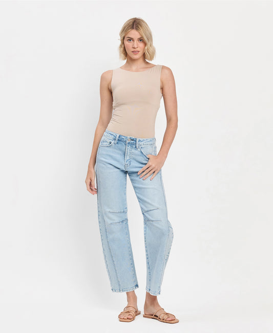 High Rise Light Wash Barrel Leg Jeans