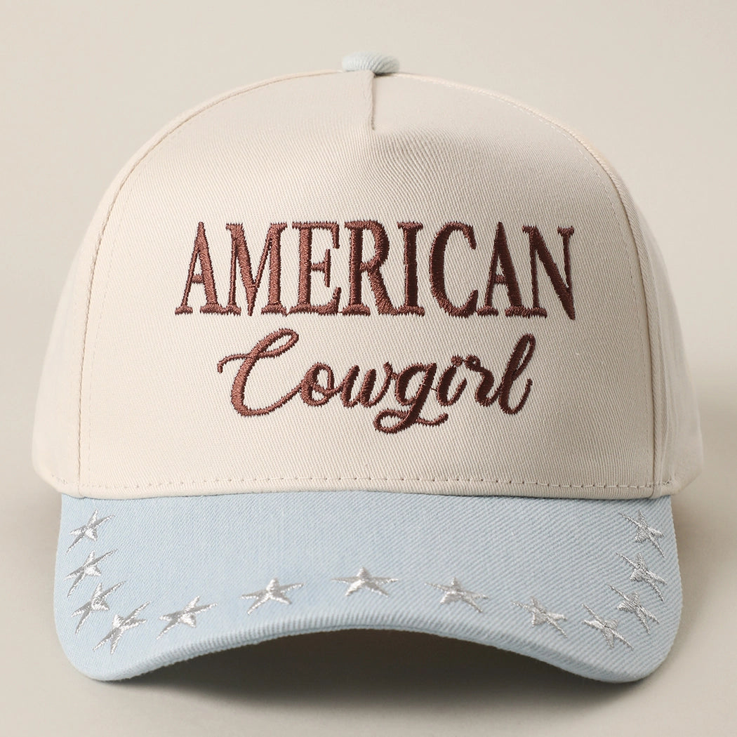 American Cowgirl Embroidered Star Denim Trucker Hat