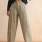 Mini Checker Pattern Barrel Pants