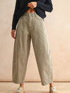 Mini Checker Pattern Barrel Pants