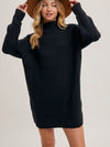 Mock Neck Knit Sweater Mini Dress