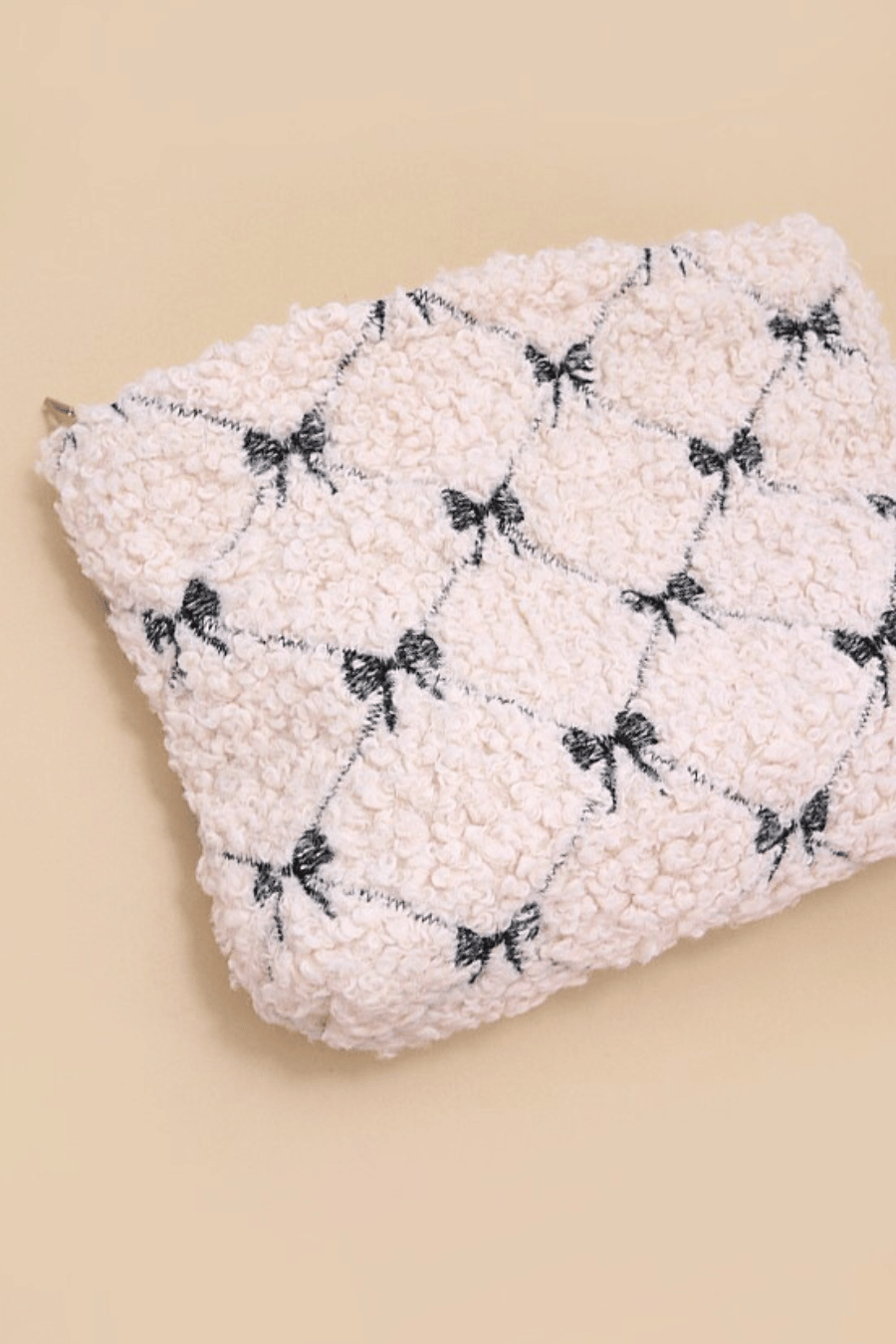 Sherpa Embroidered Bow Pouch