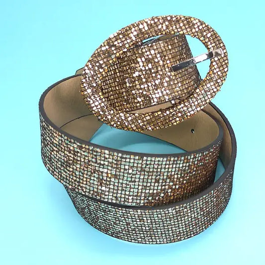 Faux Leather Glitter Strap Waistband Belts
