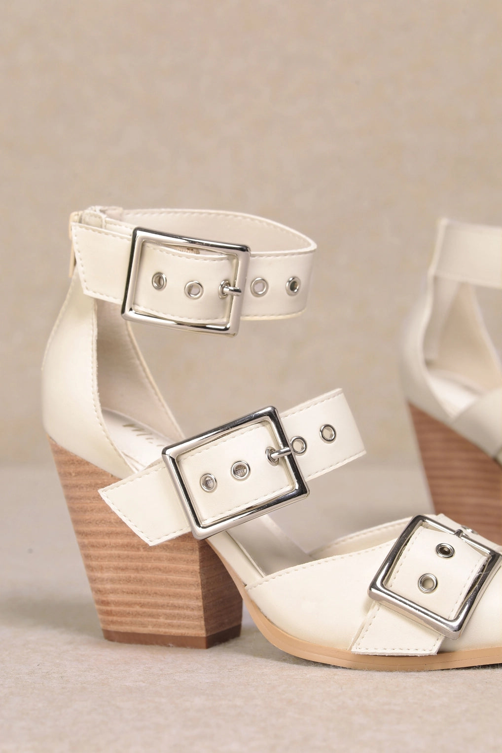 Hendrix Triple Belt Strap Pointed Toe Block Heels