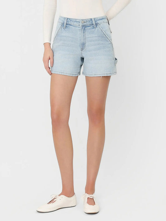 High Rise Light Wash Carpenter Shorts