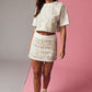 Textured Crop Top and Mini Skirt Set