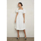 Balloon Sleeve Square Neck Midi Dress