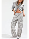 Elastic Waist Leopard Printed Cargo Pants