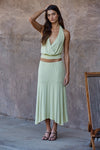 Knit Viscose Spandex Midi Skirt