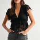 Lace Ruffled Semi-Sheer Blouse