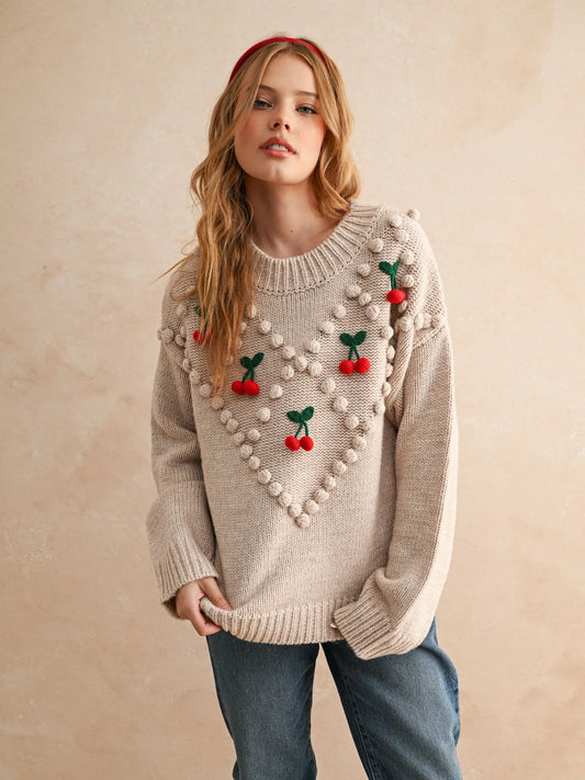 Cherry Trim Sweater