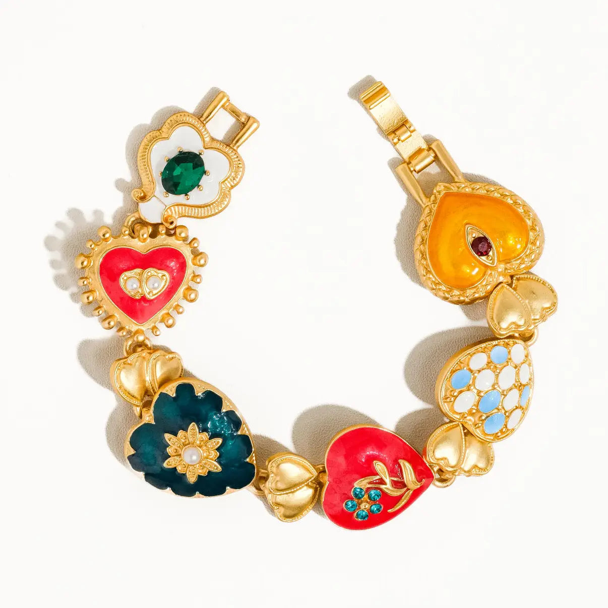 Elysian 18K Gold Boho Baroque Heart Color Bracelet