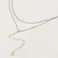 Dropped Round Stone Double Layered Y Necklace