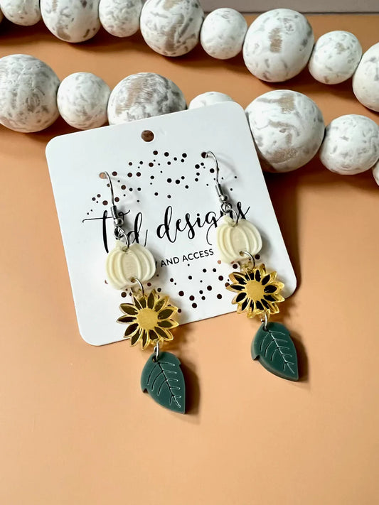 Sunflower Pumpkin Earrings