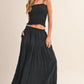 Smocking Top Crinkled Maxi Skirt Set