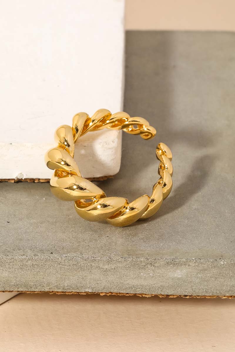 Gold Dipped Smooth Twisted Adjustable Ring