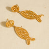 Lumistar 18K Gold Non-Tarnish Textured Fish Drop Earrings