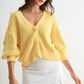 Textured Knit Cardigan with 3D Button