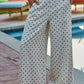 Woven Viscose Linen Polka Dot Wide Leg Pants