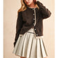 Color Contrast Button Front Cardigan