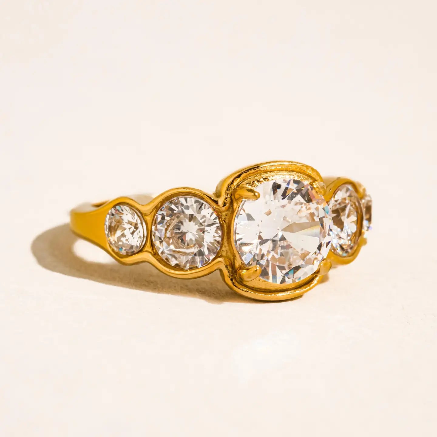 Irid 18K Gold Non-Tarnish Multi Cz Statement Ring