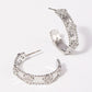 Cz Clover 14K Plated Hoop Post Earrings Silver