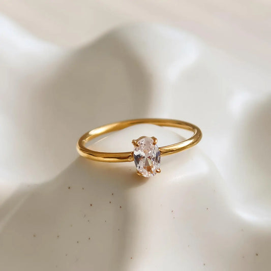 Boris 18K Gold Non-Tarnish Cz Square Thin Ring
