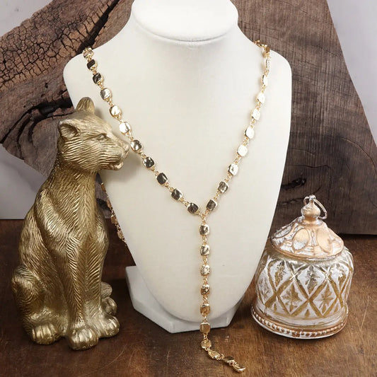 Desert Cascade – Textured Square Long Lariat Necklace