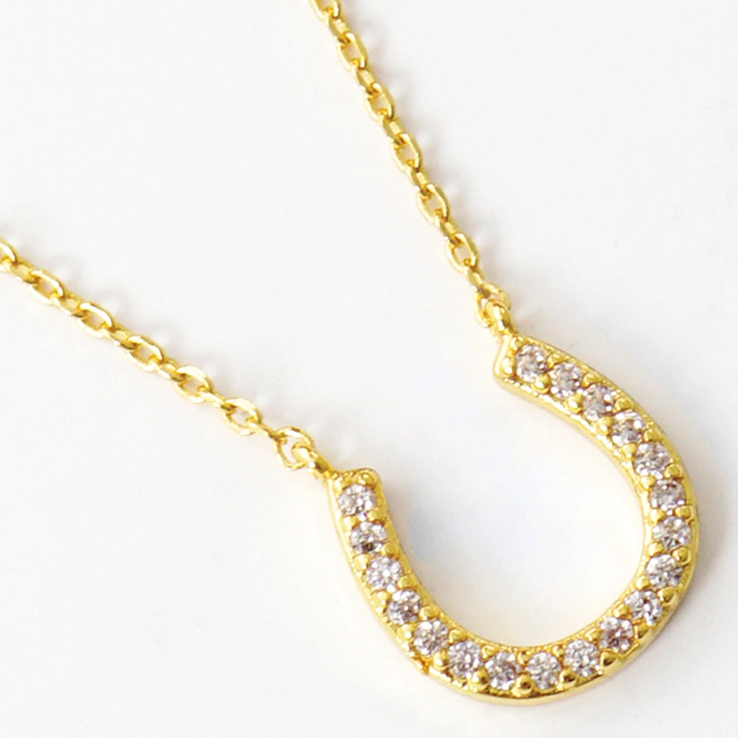 Cz Gold-Dipped Horseshoe Necklace