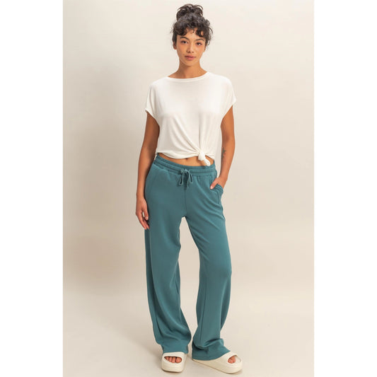 Elastic Waist Wide-Leg Pants