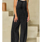 Light Wash Frayed Exposed Seam Wide Leg Denim Overall