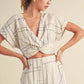 Multi Grid Pattern Knit Front Top