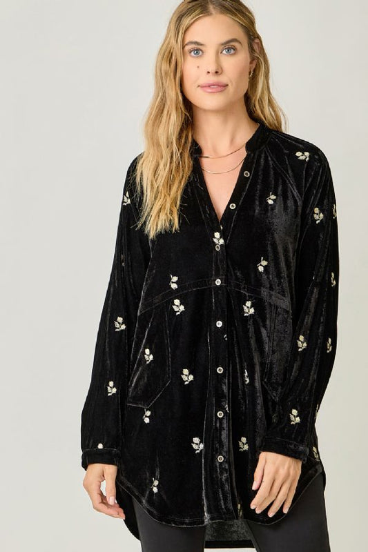 Embroidery Velvet Shirt